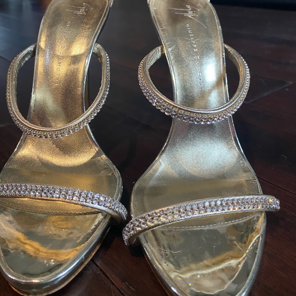 Beautiful Gold 4 inch heels with Swarovski Crystals
